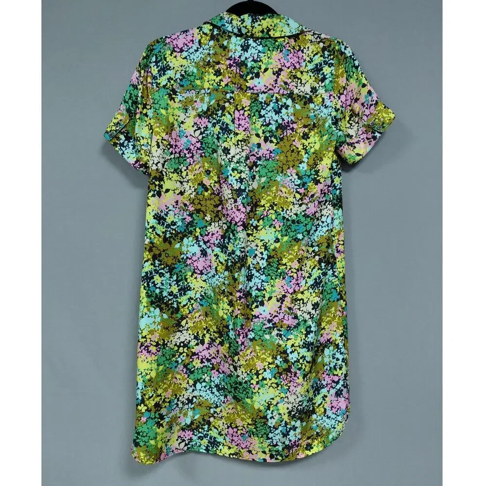 J.CREW Silk Floral Dress Short Sleeve Collared Knee Length Size 0